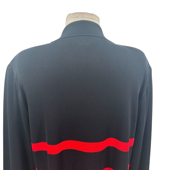 Exclusively Misook Black Red Striped Button‎ Cardigan Sweater Blazer Size Large - Picture 8 of 9